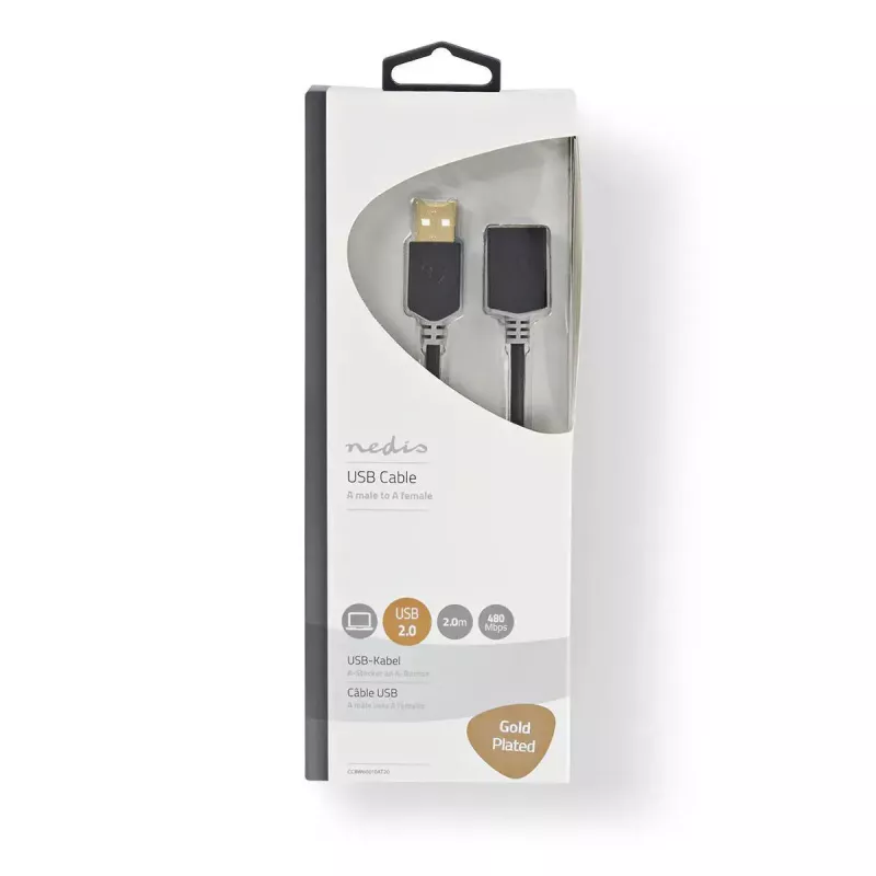 USB-kaabel Nedis CCBW60010AT20 2 m USB 2.0 USB A Antratsiit