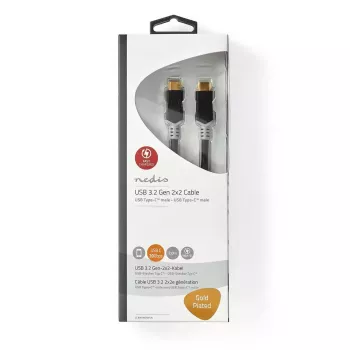 USB-kaabel Nedis CCBW64020AT20 USB4 Gen 2x2 2 m USB C must hõbedane