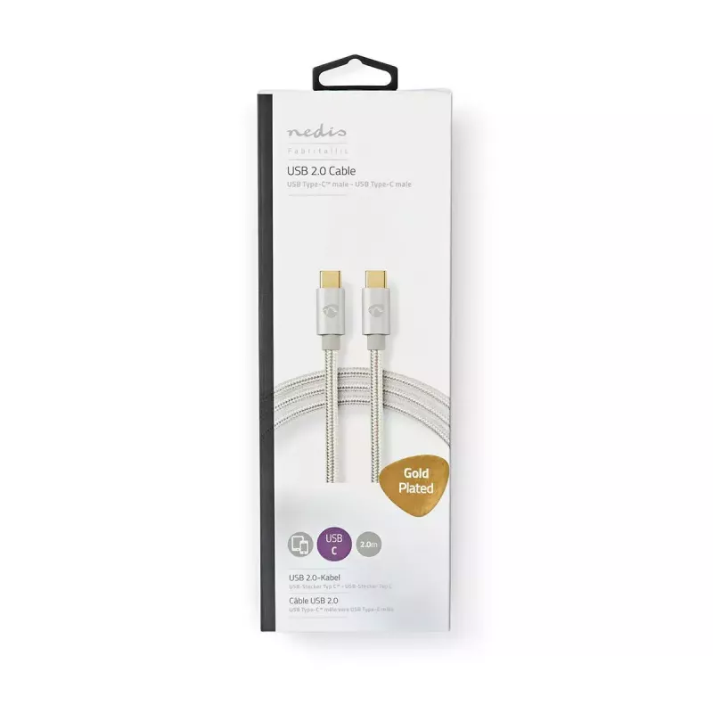 USB-kaabel Nedis CCTB60700AL20 2m USB C Alumiinium USB 2.0
