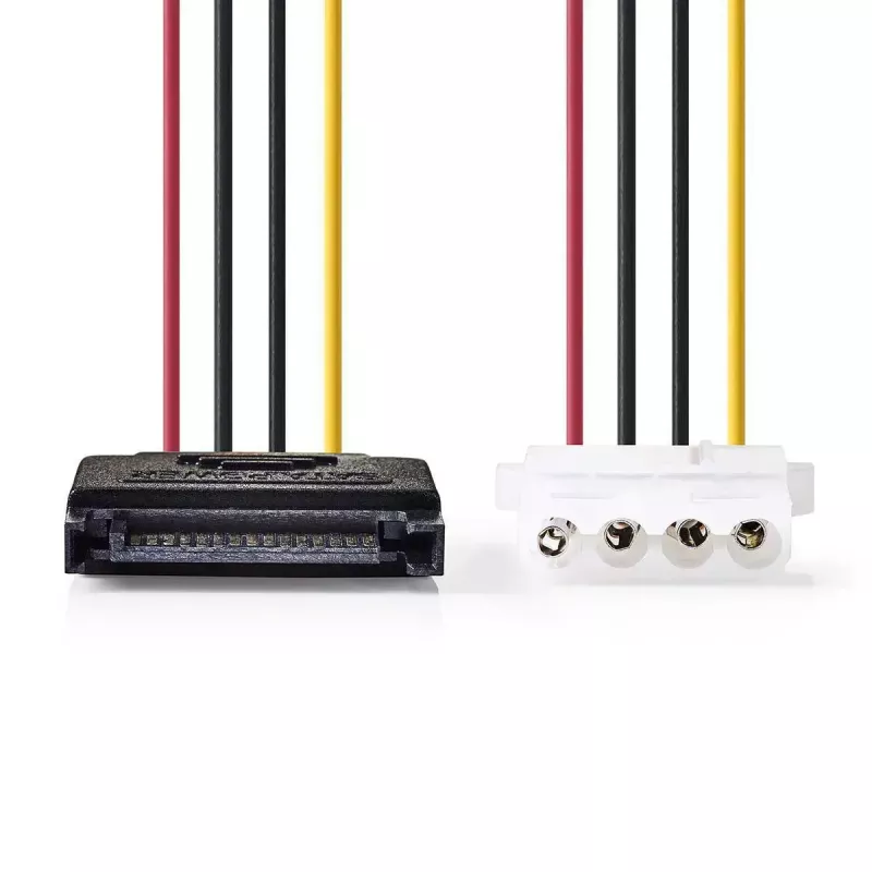 Nedis CCGP73530VA015 sisemine toitekaabel 0,15 m SATA 15-kontaktiline Molex 4-kontaktiline