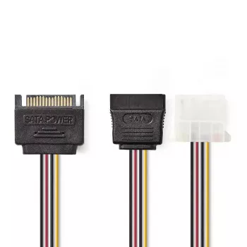 Nedis CCGP73555VA015 sisemine toitekaabel 0.15 m SATA 15-kontaktiline Molex