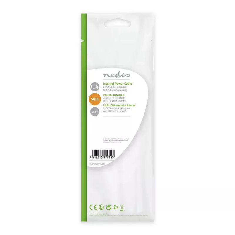 Sisemine toitekaabel Nedis CCGP74205VA015 0,15 m 2 x SATA 15-kontaktiline PCI-E 6-kontaktiline