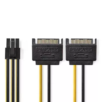 Sisemine toitekaabel Nedis CCGP74205VA015 0,15 m 2 x SATA 15-kontaktiline PCI-E 6-kontaktiline