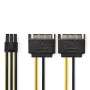 Sisemine toitekaabel Nedis CCGP74205VA015 0,15 m 2 x SATA 15-kontaktiline PCI-E 6-kontaktiline