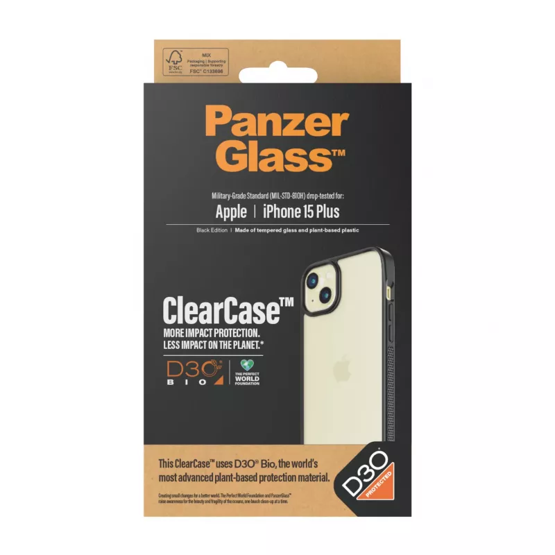 PanzerGlass ® ClearCase läbipaistev & D3O® iPhone 15 Plus
