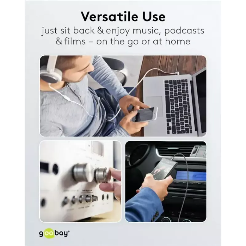 Audio kaabel WENTRONIC Goobay 65275 — 3 m, 3.5 mm TRS isane–isane, kullatud kontaktid, magnetiliselt varjestatud