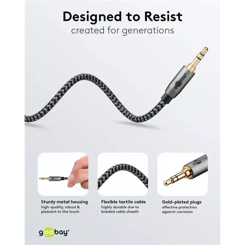 Audio kaabel WENTRONIC Goobay 65275 — 3 m, 3.5 mm TRS isane–isane, kullatud kontaktid, magnetiliselt varjestatud