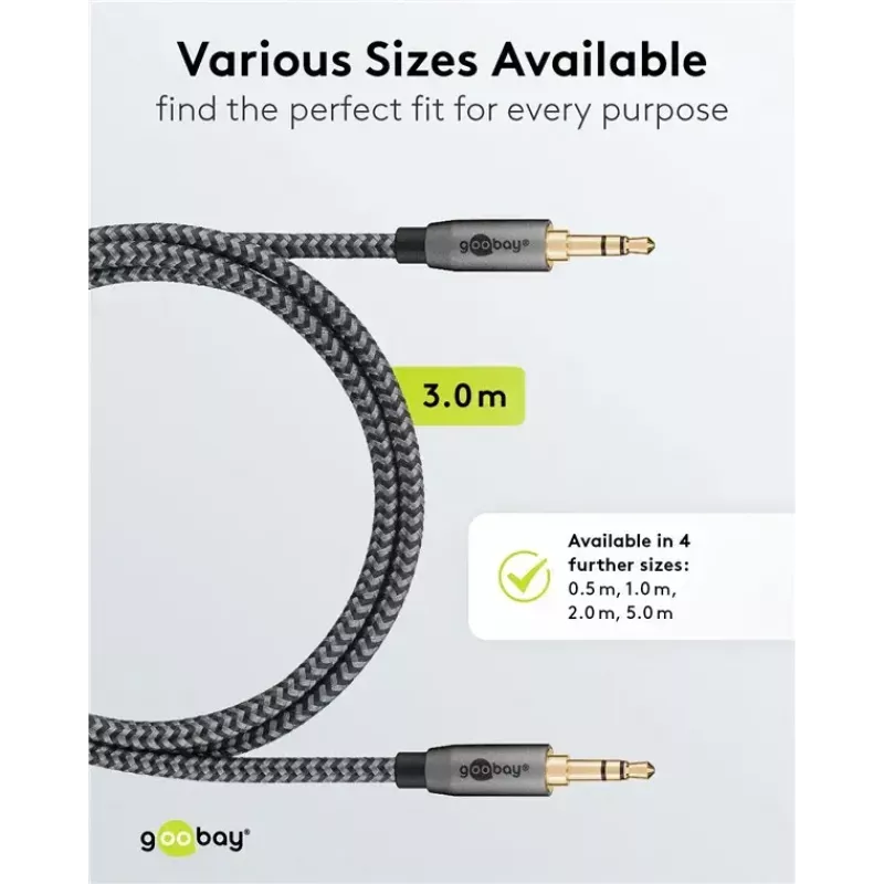 Audio kaabel WENTRONIC Goobay 65275 — 3 m, 3.5 mm TRS isane–isane, kullatud kontaktid, magnetiliselt varjestatud