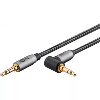 Goobay (WENTRONIC) 3,5 mm TRS–3,5 mm TRS helikaabel, 1 m, AWG28, kullatud, magnetiliselt varjestatud, must/hõbedane
