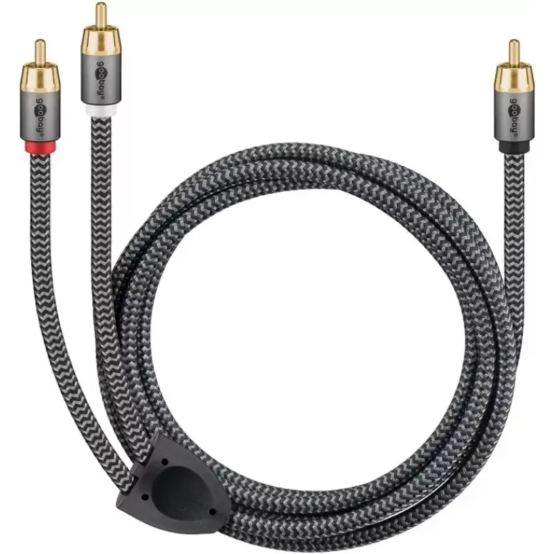 Audio kaabel WENTRONIC Goobay 65301 — 3 m, 2×RCA pistikule RCA, vaskjuhtmed, kullatud kontaktid, magnetiliselt varjestatud
