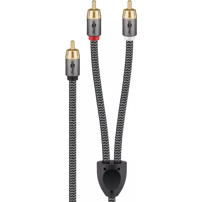 Audio kaabel WENTRONIC Goobay 65301 — 3 m, 2×RCA pistikule RCA, vaskjuhtmed, kullatud kontaktid, magnetiliselt varjestatud