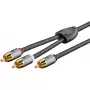 Audio kaabel WENTRONIC Goobay 65301 — 3 m, 2×RCA pistikule RCA, vaskjuhtmed, kullatud kontaktid, magnetiliselt varjestatud