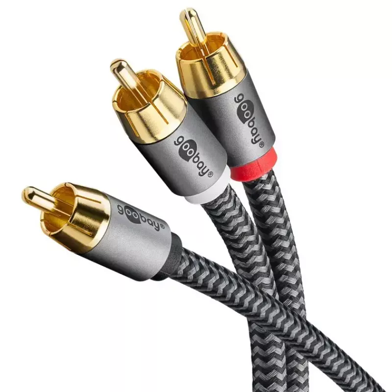 RCA audiokaabel WENTRONIC Goobay 65302 — 2xRCA RCA-le, 5 m, vask, kullatud kontaktid, magnetiliselt varjestatud