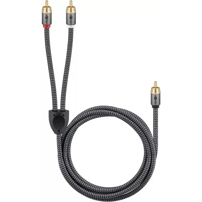 RCA audiokaabel WENTRONIC Goobay 65302 — 2xRCA RCA-le, 5 m, vask, kullatud kontaktid, magnetiliselt varjestatud