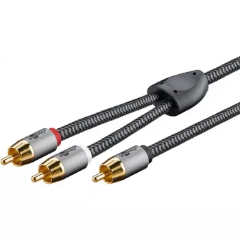 RCA audiokaabel WENTRONIC Goobay 65302 — 2xRCA RCA-le, 5 m, vask, kullatud kontaktid, magnetiliselt varjestatud
