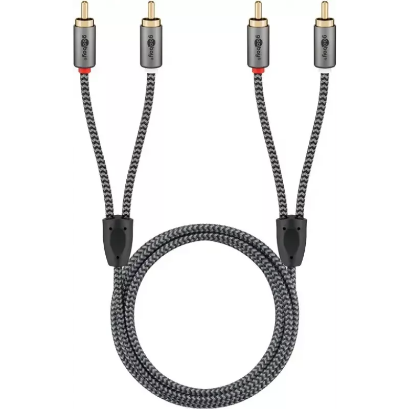 Helikaabel WENTRONIC Goobay 65291 — 2×RCA isane 2×RCA isasele, 0,5 m, vask, kullatud kontaktid, magnetiliselt varjestatud