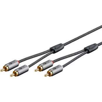 Helikaabel WENTRONIC Goobay 65291 — 2×RCA isane 2×RCA isasele, 0,5 m, vask, kullatud kontaktid, magnetiliselt varjestatud