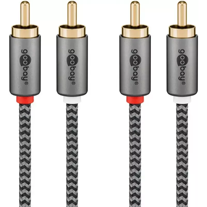 Audio kaabel WENTRONIC Goobay 65294 — 2×RCA isane 2×RCA isasele, 3 m, vask, kullatud kontaktid, magnetiliselt varjestatud