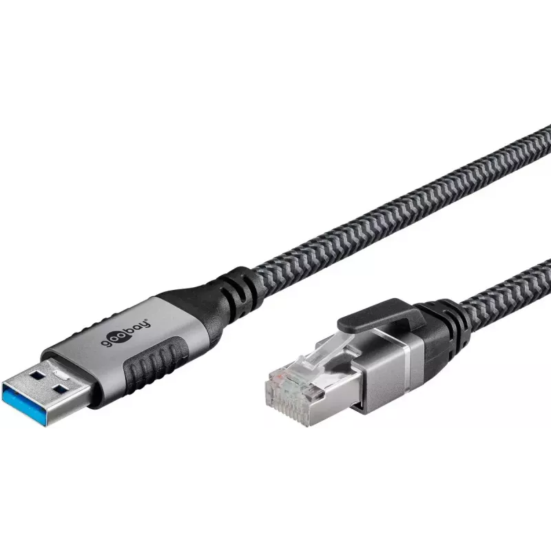 Goobay kaabli soovahetaja USB A RJ-45 15 m Must Hõbedane
