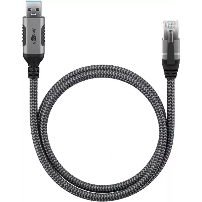 Goobay kaabli soovahetaja USB A RJ-45 15 m Must Hõbedane
