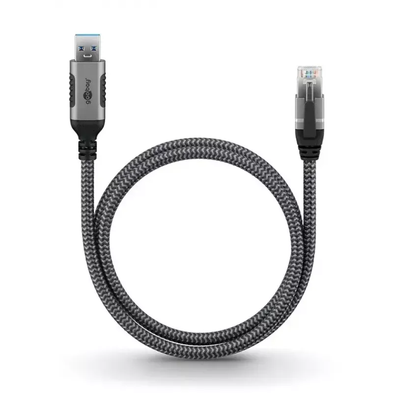 Goobay kaabli soovahetaja USB A RJ-45 15 m Must Hõbedane