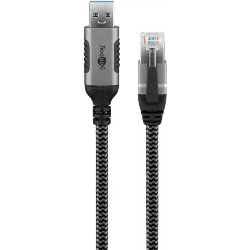 Goobay kaabli soovahetaja USB A RJ-45 15 m Must Hõbedane