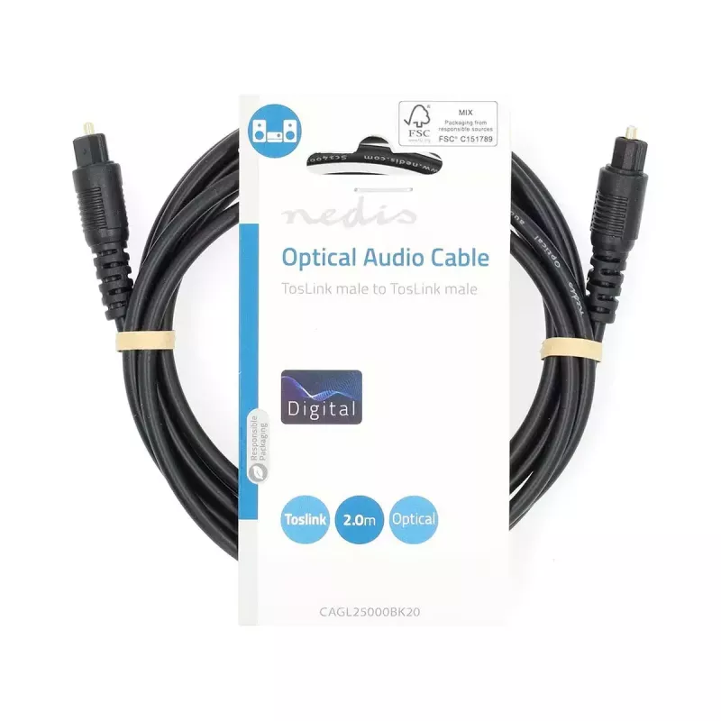 Nedis CAGL25000BK10 helikaabel 1 m TOSLINK must