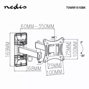 TV-kinnitus Nedis TVWM1510BK 68.6 cm 27 tolli must 15 kg