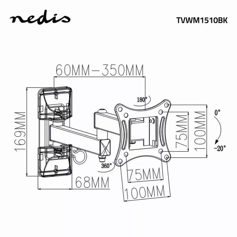 TV-kinnitus Nedis TVWM1510BK 68.6 cm 27 tolli must 15 kg