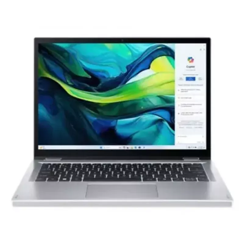 Konverteeritav sülearvuti Acer Aspire Go Spin 14 AGSP14-31PT-36R6 — 14-tolline WUXGA puuteekraan, Intel Core 3 N355 1.9 GHz, 16 GB LPDDR5, 512 GB SSD, Windows 11 Home, hõbedane