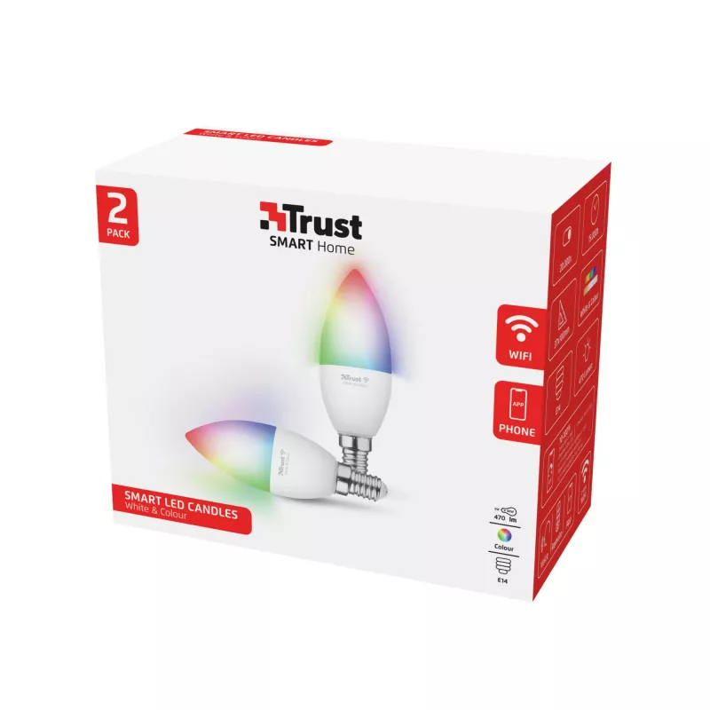 TRUST 71293 nutipirn — Wi‑Fi nutivalgusti, valge, AC, 37×100 mm, 2 tk pakendis