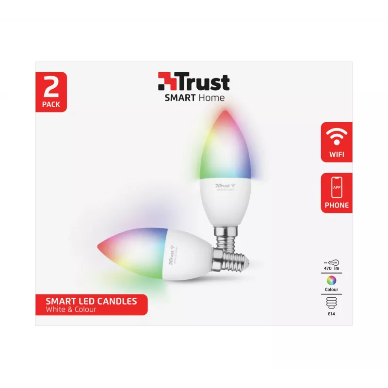 TRUST 71293 nutipirn — Wi‑Fi nutivalgusti, valge, AC, 37×100 mm, 2 tk pakendis