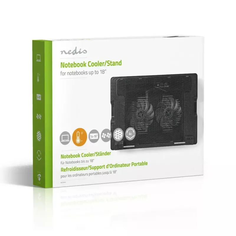 Sülearvuti jahutusalus Nedis NBCR200BK 2 ventilaatorit 14 cm Must