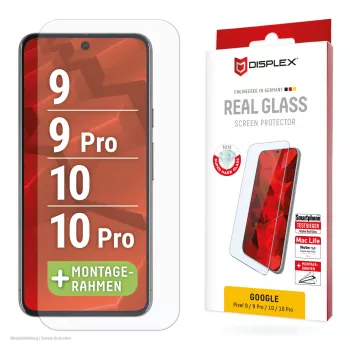 Displex ekraanikaitseklaas (10H) Google Pixel 9, Pixel 9 Pro, Pixel 10, Pixel 10 Pro jaoks, EASY-ON® Eco paigaldusraam, kriimustuskindel