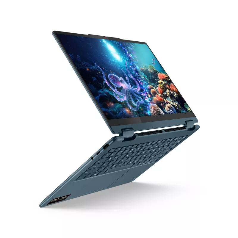Lenovo Yoga 7 2-in-1 14AKP10 Copilot+ PC AMD Ryzen™ AI 5 340 Hübriid (2-in-1) 35,6 cm (14 tolli) puuteekraan WUXGA 16 GB LPDDR5x-SDRAM 512 GB SSD Wi-Fi 7 (802.11be) Windows 11 Home Teal