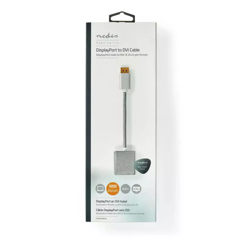 Nedis CCTB37250AL02 videokaabli adapter 0.2 m DisplayPort DVI-D hõbedane