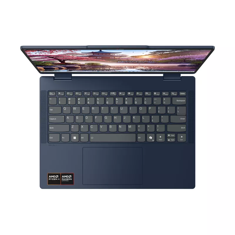 Lenovo IdeaPad 5 2-in-1 14AKP10 Copilot+ PC AMD Ryzen™ AI 7 350 Hübriid (2-in-1) 35,6 cm (14 tolli) Puuteekraan WUXGA 16 GB LPDDR5x-SDRAM 1 TB SSD Wi-Fi 7 (802.11be) Windows 11 Home Saksa Sinine