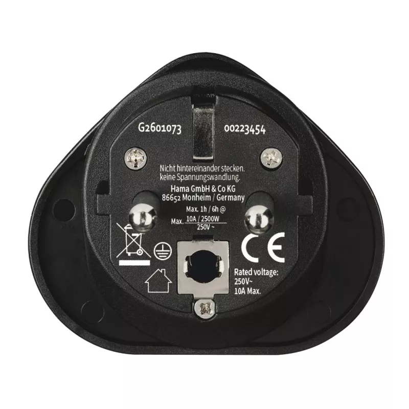 Hama 00223454 toitepistiku adapter tüüp E/F hübriid universaalne Must
