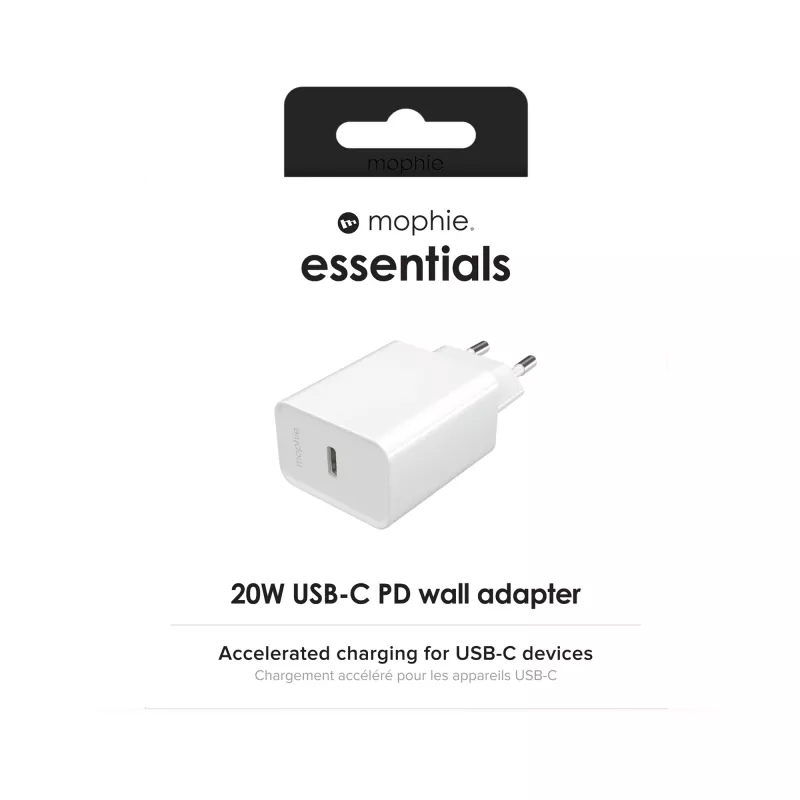 mophie essentials 20W USB-C PD seinadapter Universal Valge AC Kiirlaadimine Toasiseselt