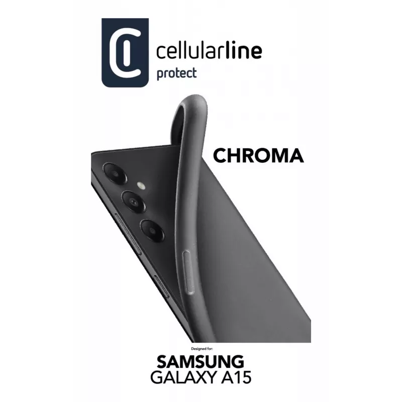 Cellularline Chroma - Galaxy A15 Värviline pehme kummist ümbris, Kaas, Samsung, A15 5G, 16,5 cm (6,5 tolli), Must