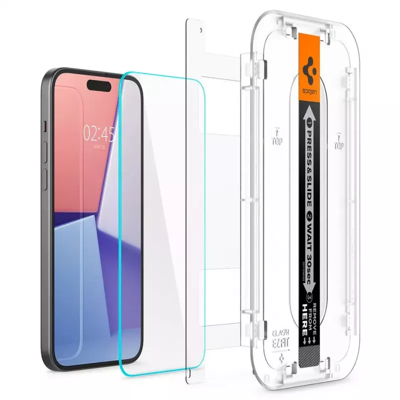 Spigen iPhone 15 Glas.tR EZ Fit ekraanikaitse karastatud klaas läbipaistev