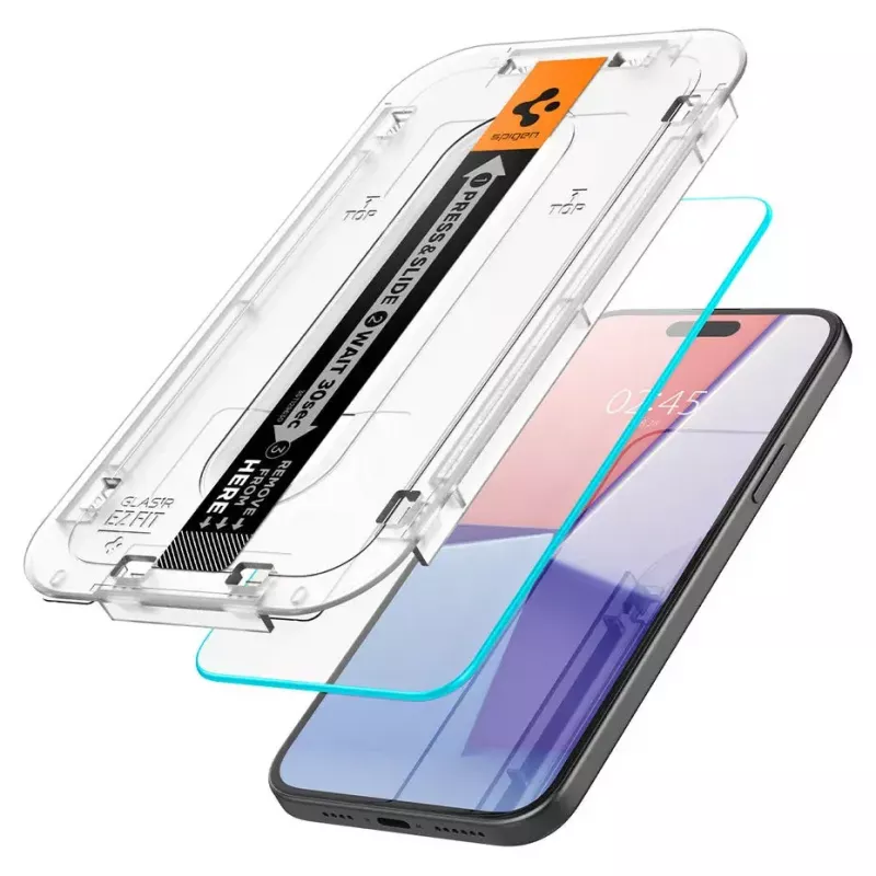 Spigen iPhone 15 Glas.tR EZ Fit ekraanikaitse karastatud klaas läbipaistev