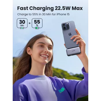Akupank UGREEN 35338, 5000 mAh, hall, kaasaskantav aku nutitelefonile, ühe seadme väljund