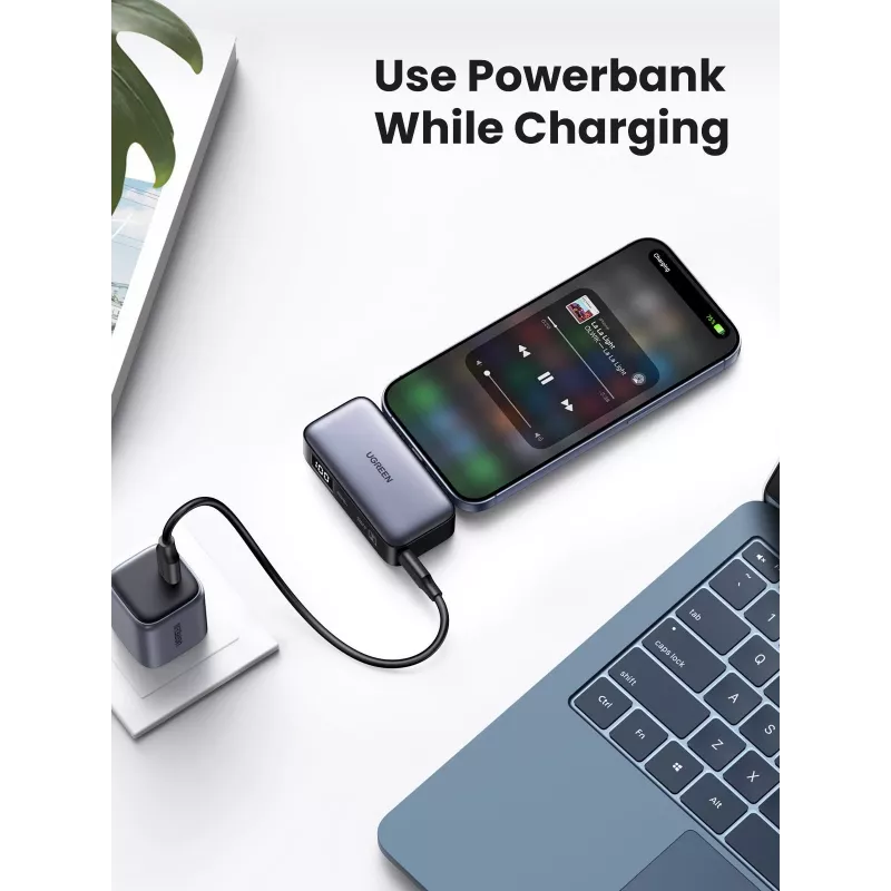 Akupank UGREEN 35338, 5000 mAh, hall, kaasaskantav aku nutitelefonile, ühe seadme väljund