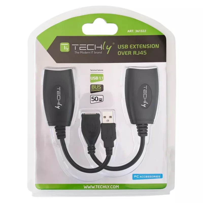Techly IUSB-EXTENDTY5 kaablisoolis USB RJ-45 Must