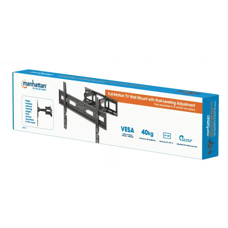 Manhattan TV & Monitor Mount Full Motion 1 ekraanile 37-65 Must VESA 100x100 kuni 600x400mm Max 40kg