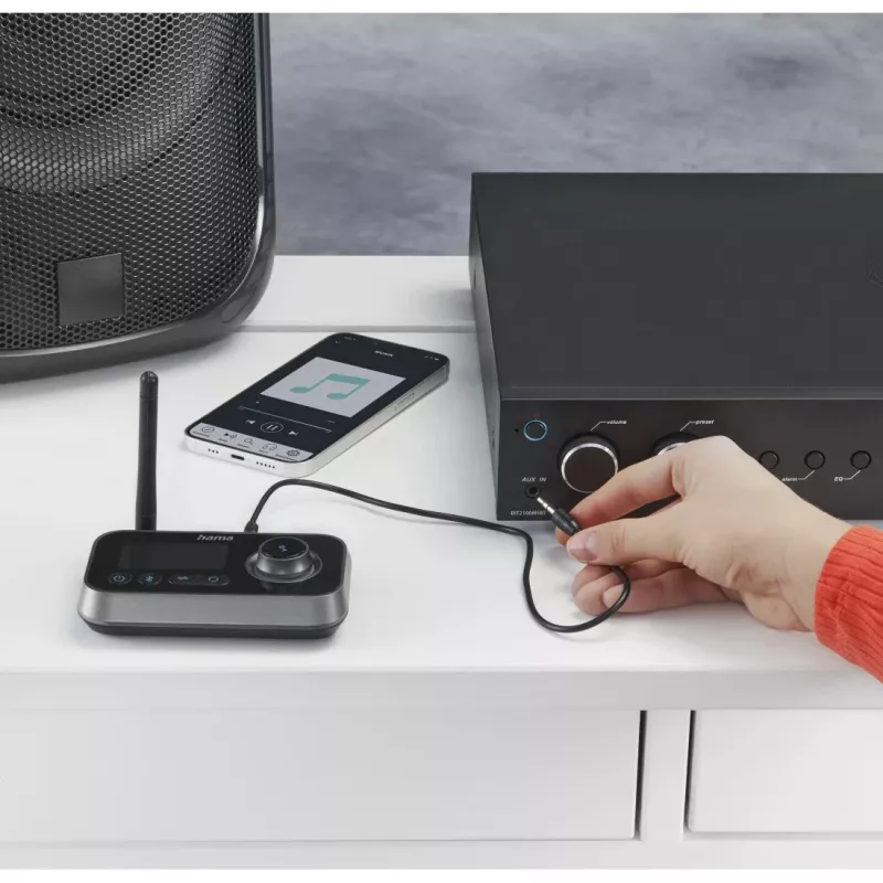 Juhtmevaba helisignaali saatja/vastuvõtja HAMA Link.it duo 3,5 mm, Bluetooth, 10 m leviala, USB-toitega, must