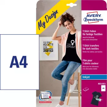 Rõivasiirdepaber Avery MD1003 tindiprinterile valge 210x297mm 4 tk
