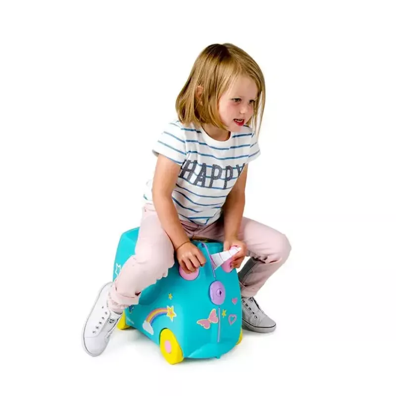 Kohver Trunki Una the Unicorn 4 ratast 18L Roosa Türkiissinine Kollane