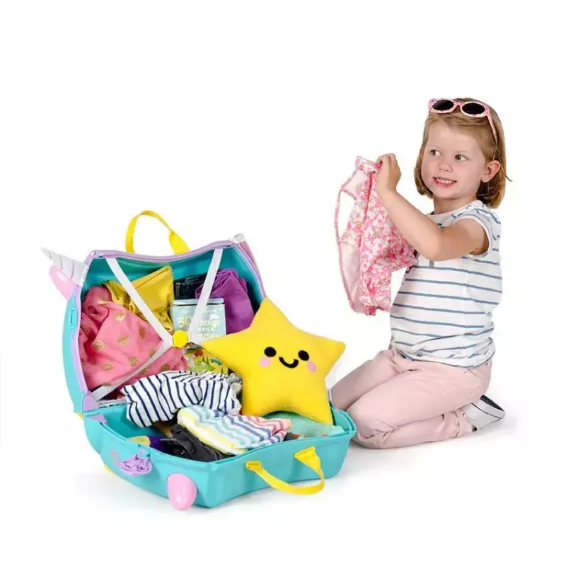 Kohver Trunki Una the Unicorn 4 ratast 18L Roosa Türkiissinine Kollane